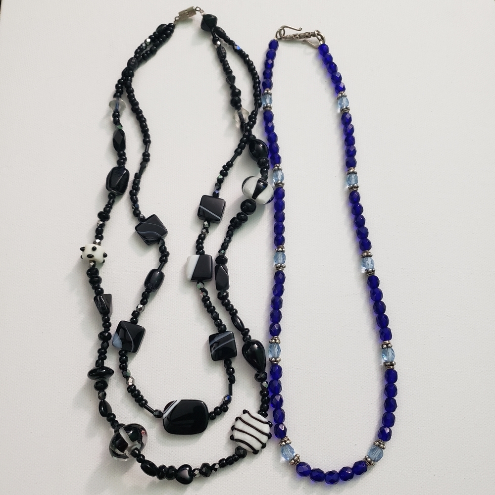 2 Glass Bead Necklaces 18"